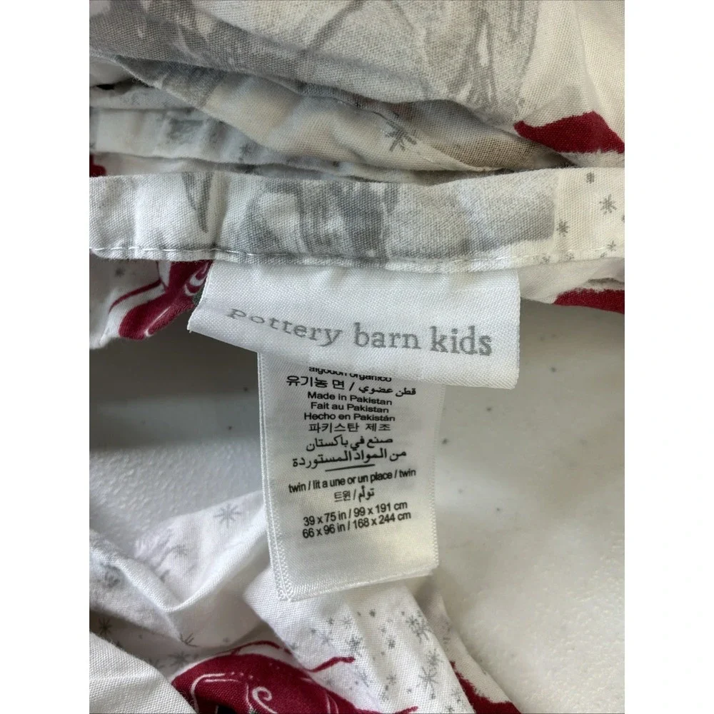 POTTERY BARN KIDS HERITAGE SANTA ORGANIC PERCALE SHEET SET Twin CHRISTMAS
